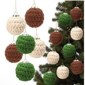 Cozy Knit Ornament Collection - Green, Cream, and Brown